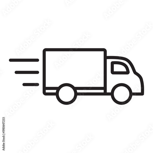 Outline delivery truck icon isolated simple flat style.