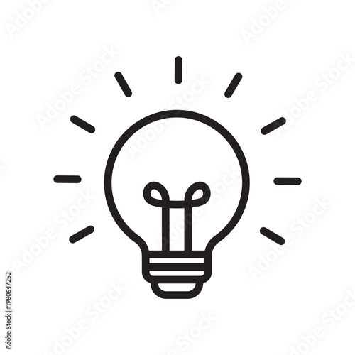 Outline lamp bulb icon isolated simple flat style.
