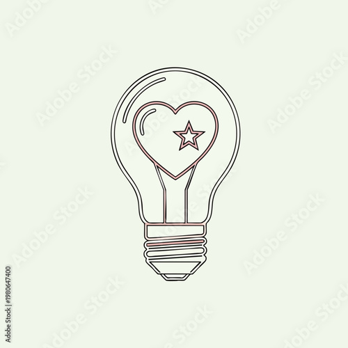 Creative Concept of Lightbulb with Heart and Star for Inspiration and Innovation