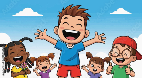 Happy kid cartoon Vector Image
