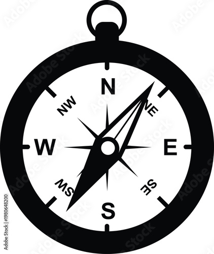 Classic monochrome compass rose navigation for directions