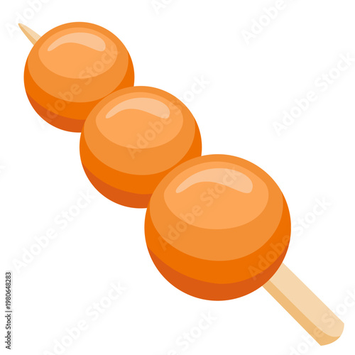 Sweet Dango Skewer Flat Vector Illustration
