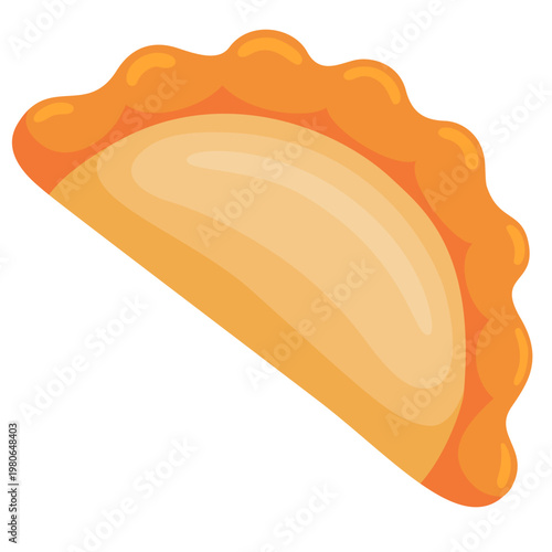 Crispy Empanada Pastry Flat Vector Illustration