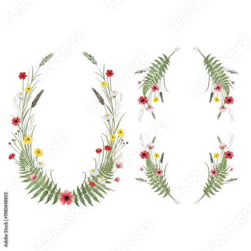 Creative Floral Design of the Word LOVE with Greenery and Colorful Flowers