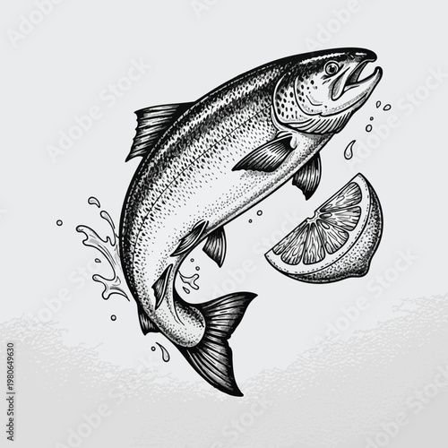 Fresh Fish with Lemon Slice for Healthy Eating and Seafood Cuisine