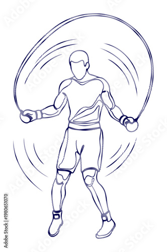 Active man jumping rope for fitness and exercise