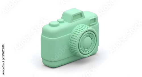 3D Minimalist Camera Icon Photography and Media Concept