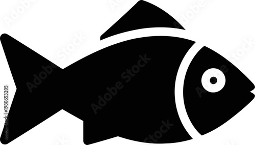 Minimalist Black Fish Icon Symbol  for Aquatic and Marine Designs