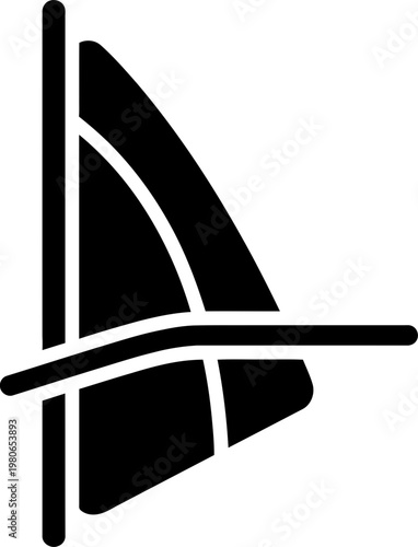 Black Windsurf Sail Icon  for Sports Design