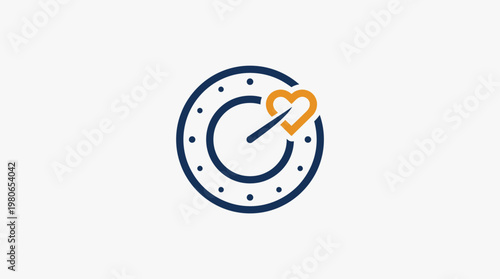 Clock With Heart Symbol Time Management and Health Concept