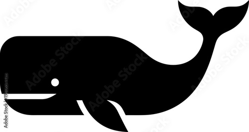 Minimalist Black Sperm Whale Silhouette Icon 
