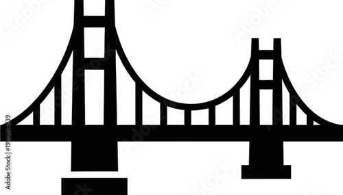 Black Minimalist Suspension Bridge Icon Silhouette 