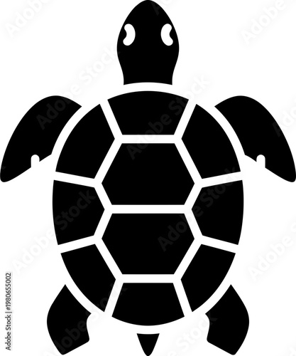 Minimalist Black Turtle Silhouette Vector Icon  for Marine Life Conservation and Nature Design