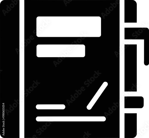 Minimalist Black Notebook and Pen Icon for Journaling and Stationery Design