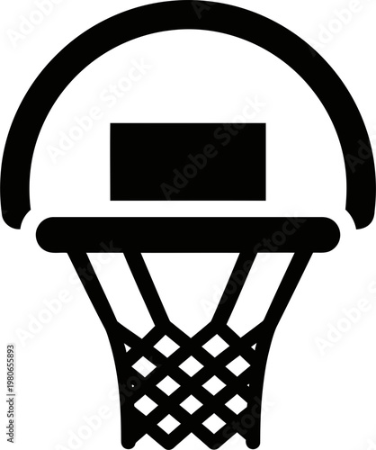 Minimalist Black and White Basketball Hoop Icon Illustration 