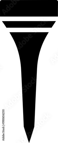Minimalist Black Golf Tee Silhouette Icon - Professional Sports Equipment Graphic 