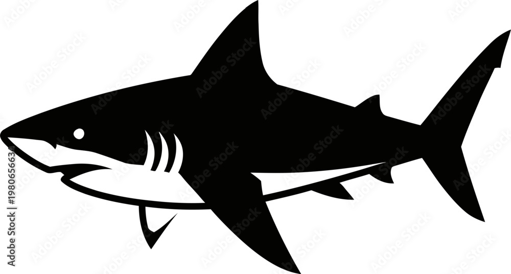 Fototapeta premium Stylized Great White Shark Vector Graphic Icon 