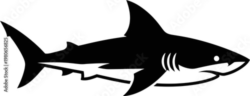 Great White Shark Silhouette Icon - Vector Illustration for Sports Logo and Marine Branding