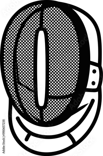 Minimalist Fencing Mask Line Art Illustration for Sports Equipment Design