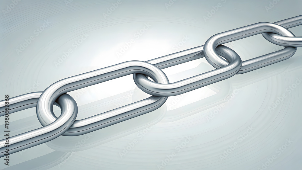 Obraz premium Strong metallic chain links representing connection teamwork or security in business concept.
