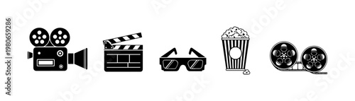 Cinema and Movie Production Icons Set