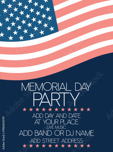 Memorial day  party  poster flyer or social media post design