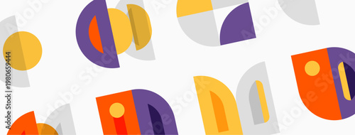 Abstract geometric pattern. Shapes overlap, creating colorful design. Soft hues dominate composition, modern aesthetic.