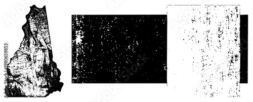 Jagged rock silhouette rendered in halftone speckles, geological texture, vector art, isolated foreground, graphic design element,.