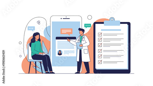 Patient consulting with a doctor through a digital health platform for online medical advice and health management.