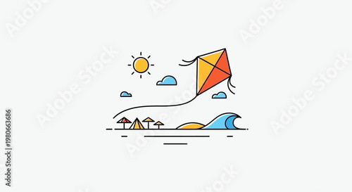 Colorful kite flying in the air.