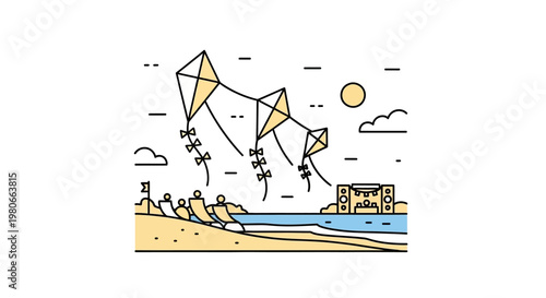 Kites flying in the sky.