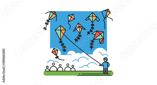 Man flying colorful kites outdoors recreationally.