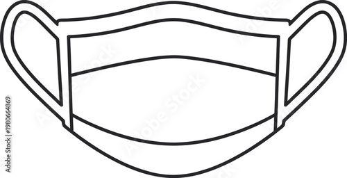 Surgical face mask medical line art vector illustration