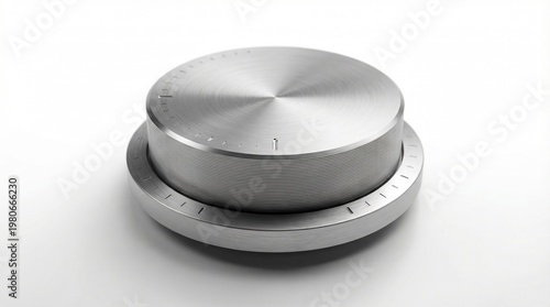 High-End Brushed Aluminum Volume Knob - Premium Analog Control Dial for Hi-Fi Audio Equipment Mockup
