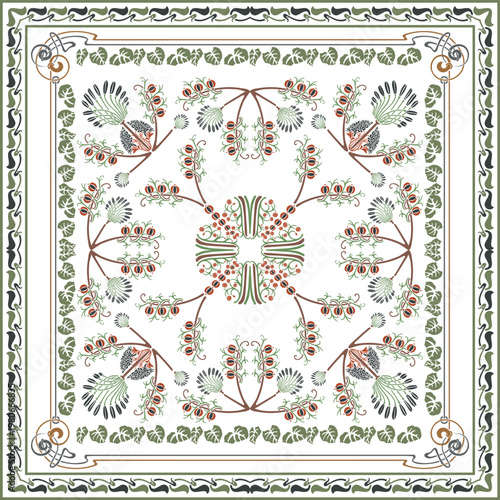 Canvas Print Vintage floral art nouveau scarf print