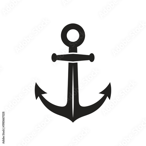 Black anchor symbol isolated on white background.