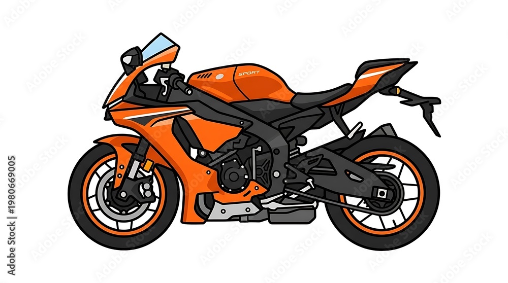 Obraz premium Orange motorcycle on white background.