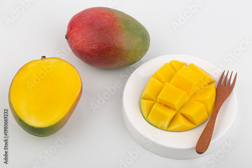 Apple mango fruit on white background