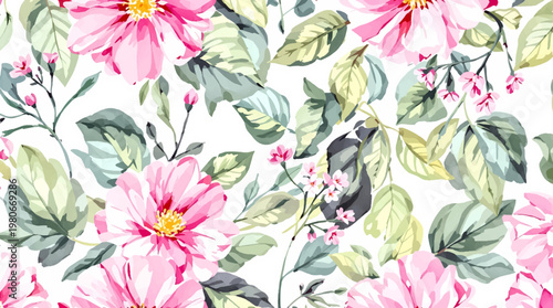 Pastel garden flowers blooming gracefully across a subtle background filled with light and natural charm