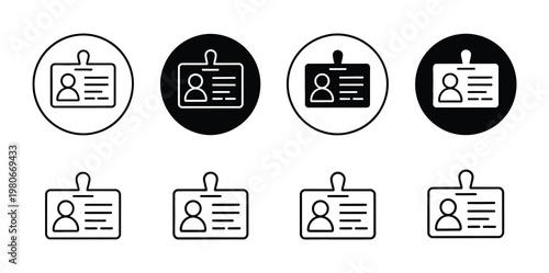 Employee id card vector icons for web app ui design identification badge symbol modern style isolated on white background