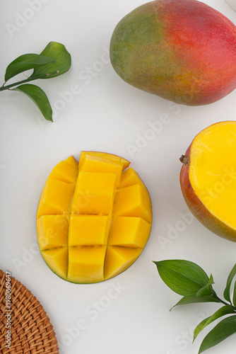 Apple mango fruit on white background