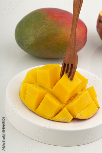 Apple mango fruit on white background
