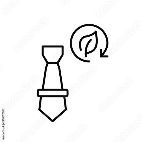 Tie, leaf and renew arrow. Sustainable career development. Pixel perfect, editable stroke vector icon