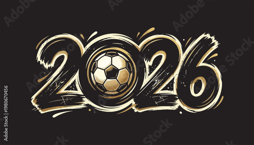 Foto A soccer ball in the middle of the year 2026  And FIFA World Cup 2026, FIFA World Cup, World Cup