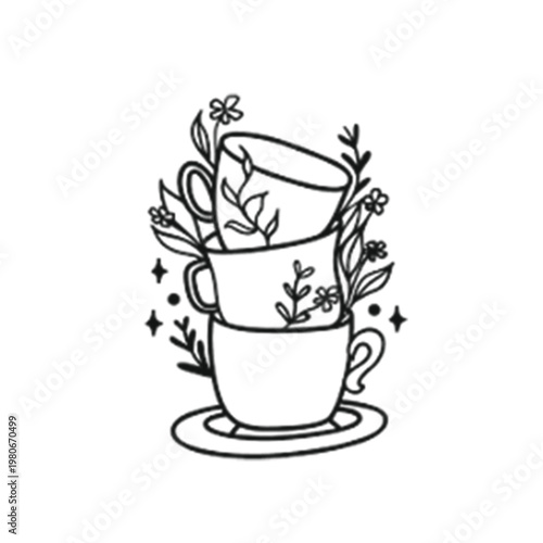 cup of coffee with flowers