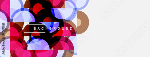 Abstract colorful circles overlap, creating dynamic visual texture. White space dominates right side, text reads background.