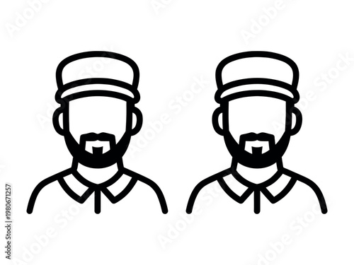 Vector illustration of two men with beards wearing caps facial hair illustration portrait headwear character companions partners colleagues brothers faceless anonymous professionals