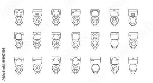Collection of Toilet Icons in Various Styles.