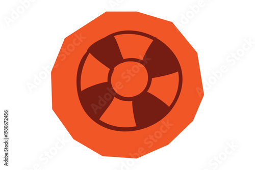 Hand drawn lifebuoy safety ring icon on orange circular shape representing rescue and security for Scrapbook and Journal. Vector illustration design.