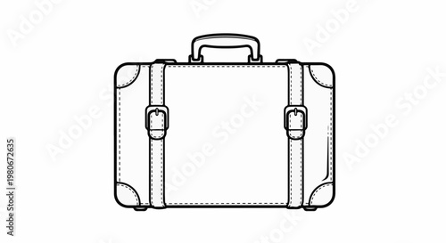 Vintage suitcase with straps, buckles, and reinforced corners